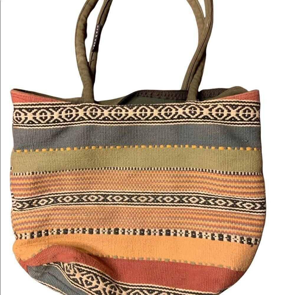 Sun and sand multicolored multi patterned tote bag shoulder bag purse. Fun! - Picture 2 of 8